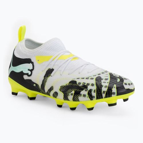 Кросівки футбольні дитячі PUMA Future 9 Match Creativity Fg/Ag Jr yellow alert/mint jelly/puma white/puma black