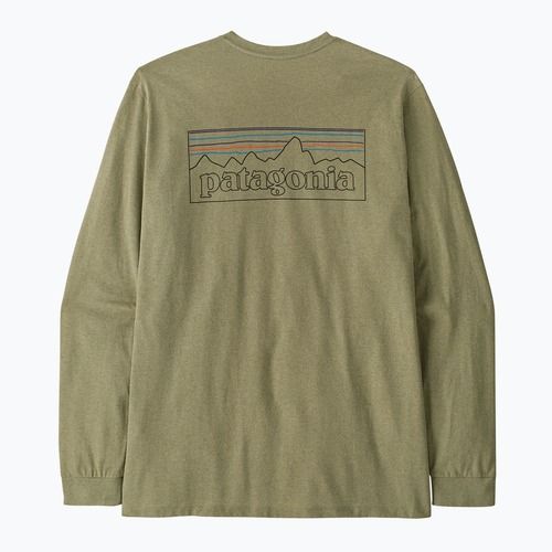 Лонгслів чоловічий Patagonia P-6 Logo Responsibili p-6 outline/gumtree green
