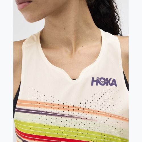 Футболка для бігу жіноча HOKA Race Day Singlet alabaster flare