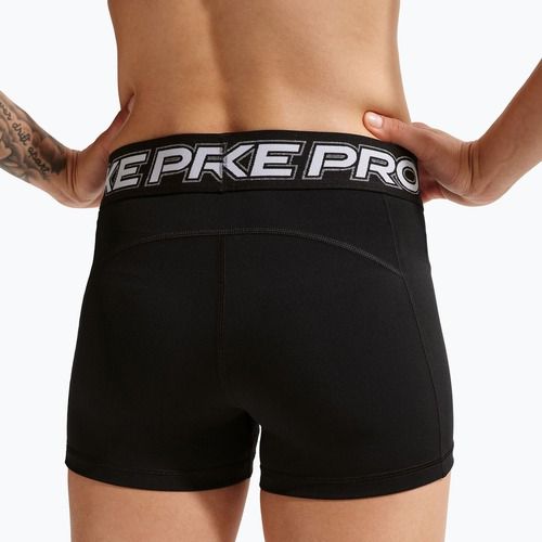 Шорти для тренувань жіночі Nike Pro Mid Rise Biker 3" black/white/metallic silver