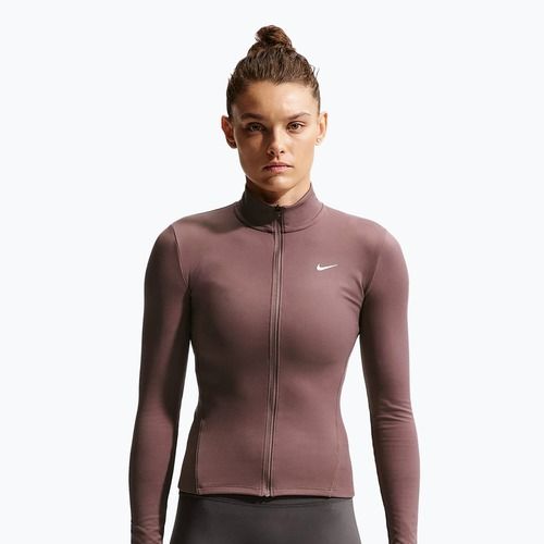 Кофта тренувальна жіноча Nike One Fitted Dri-Fit Full-Zip burgundy tattoo/white