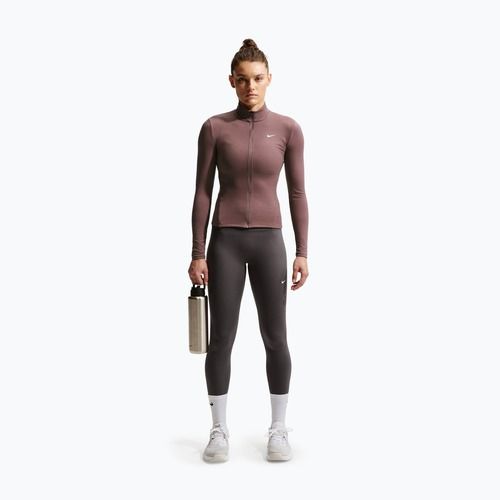 Кофта тренувальна жіноча Nike One Fitted Dri-Fit Full-Zip burgundy tattoo/white