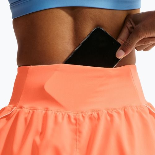 Шорти для бігу жіночі Nike Tempo Swoosh Dri-Fit Mid-Rise Brief-Lined orange pulse/white
