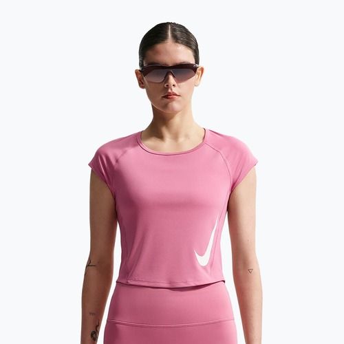 Футболка для бігу жіноча Nike Swoosh Run Dri-Fit peony/photon dust/white