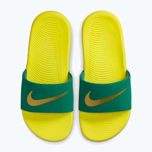 Шльопанці дитячі Nike Coffee malachite/sonic yellow/metallic gold