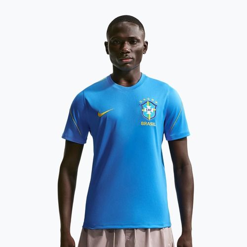 Футболка футбольна чоловіча Nike Brazil Strike light photo blue/light menta/midwest gold