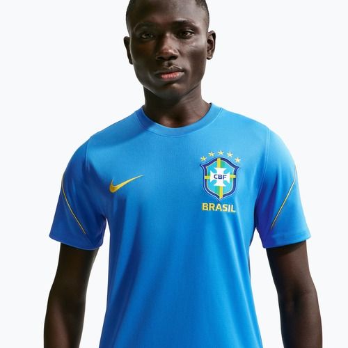Футболка футбольна чоловіча Nike Brazil Strike light photo blue/light menta/midwest gold