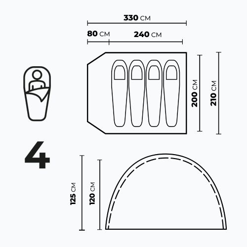 Палатка кемпінгова 4-місна KADVA CAMPdome 4 синя