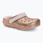 Дитячі шльопанці Crocs Classic Lined Glitter Clog золото/ледь рожевий