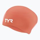 Плавальна шапочка TYR Long Hair Wrinkle Free Silicone coral/white