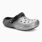Шльопанці Crocs Classic Glitter Lined Clog чорні/сріблясті
