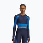 Лонгслів для тренувань жіночий Under Armour HeatGear Rib 1/4 Zip washed navy/blue atlantis/blue atlantis
