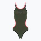 Купальник суцільний жіночий arena One Double Cross Back One Piece dark sage/black/fluo red