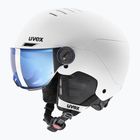 Дитячий лижний шолом UVEX Rocket Visor Jr white/black matt/mirror blue/smoke