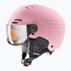 Шолом гірськолижний дитячий UVEX Rocket Visor Jr pink confetti matt/mirror silver/lasergold lite