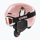 Шолом гірськолижний дитячий UVEX Viti Set + gogle Speedy Pro pink penguin/lasergold lite