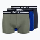 Боксери чоловічі Hugo Boss Trunk Bold Design 3 пари блакитні/чорні/зелені 50490027-466