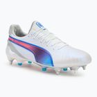 Кросівки футбольні чоловічі PUMA King Ultimate MxSG puma white/bluemazing/flat light grey/sunset glow