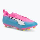 Кросівки футбольні дитячі PUMA Ultra 6 Play FG/AG Jr poison pink/puma wht/sun stream/bright aqua/puma blk