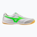Кросівки футбольні чоловічі Mizuno Morelia Sala Pro IN white/neon green/galaxy silver