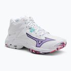 Жіноче волейбольне взуття Mizuno Wave Lightning Z8 Mid біле/фіолетове індиго/camelliaros