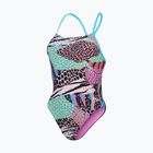 Злитий купальник Speedo Allover Digital Tie Back чорний / матча зелений / сирена червоний