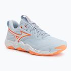 Кросівки волейбольні жіночі Mizuno Wave Momentum Elite blue finch/white/lava orange