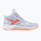 Кросівки волейбольні жіночі Mizuno Wave Momentum Pro Mid blue finch/lava orange/flamingo coral