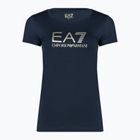 Жіноча футболка EA7 Emporio Armani Train Shiny темно-синя / логотип світло-золота