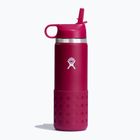 Термопляшка Hydro Flask з широким горлом, солом'яною кришкою та чохлом 590 мл