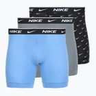 Чоловічі боксерки Nike Everyday Cotton Stretch 3 пари з принтом swoosh/сірий/університетський синій