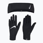 Комплект жіночий пов'язка + рукавички Nike Essential Running black/black/silver