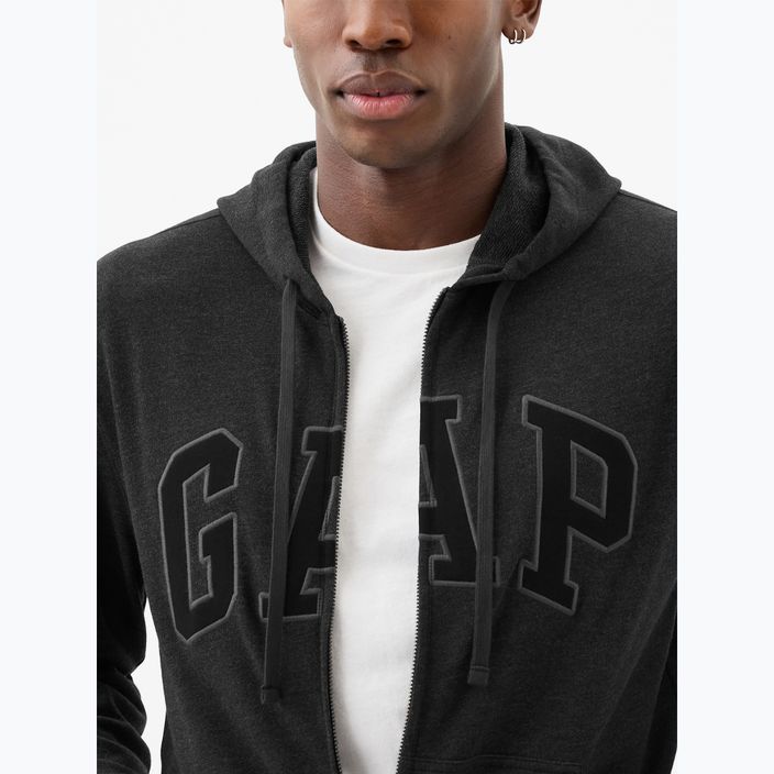 Чоловічий махровий світшот GAP Heritage French Terry Fullzip Logo Charcoal Heather Grey 4