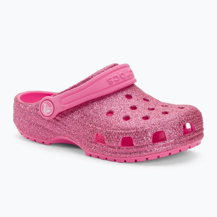 Дитячі шльопанці Crocs Classic Glitter Clog рожевий лимонад