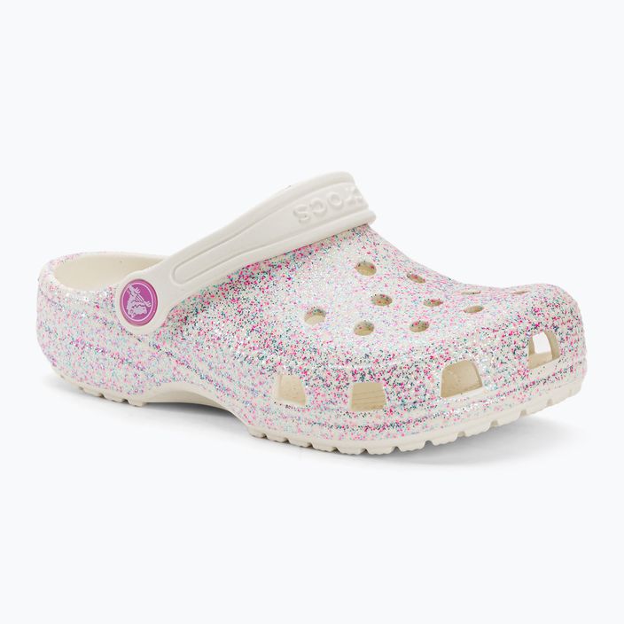 Crocs Classic Glitter Clog дитячі шльопанці bianco sporco