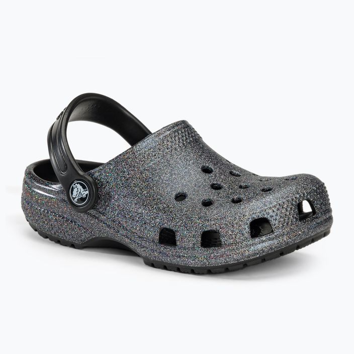 Дитячі шльопанці Crocs Classic Glitter Clog чорні 2