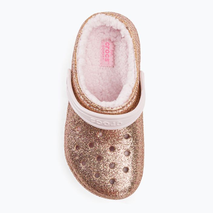 Дитячі шльопанці Crocs Classic Lined Glitter Clog золото/ледь рожевий 7