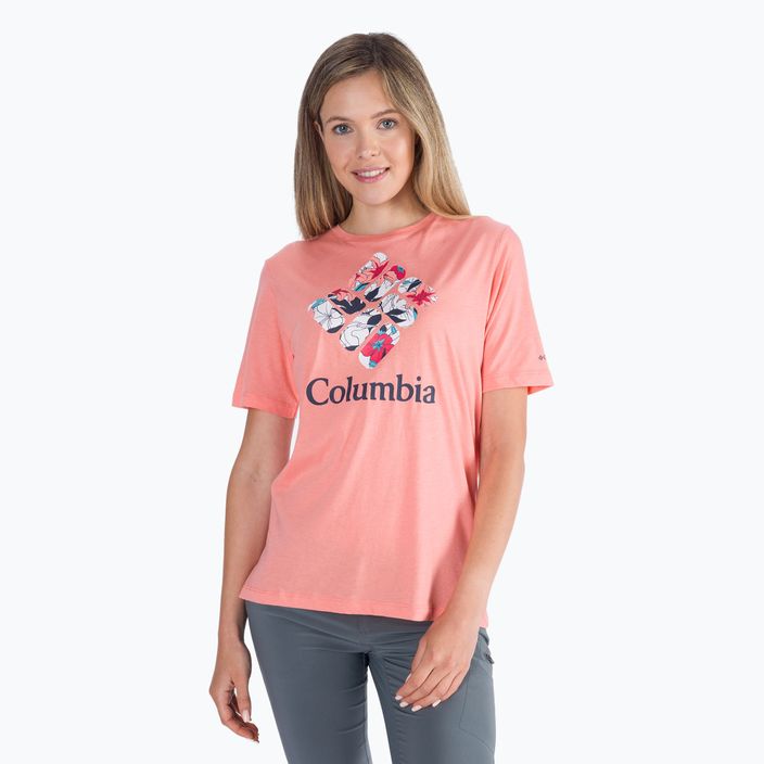Футболка трекінгова жіноча  Columbia Bluebird Day Relaxed coral reef heather/lakeshore flora