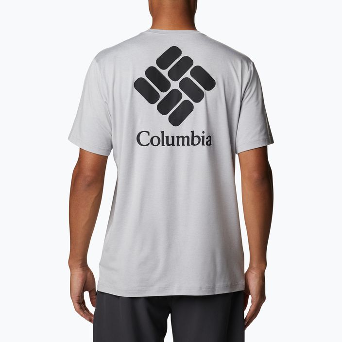 Футболка трекінгова чоловіча Columbia Tech Trail Graphic columbia grey heather/csc stacked logo 4