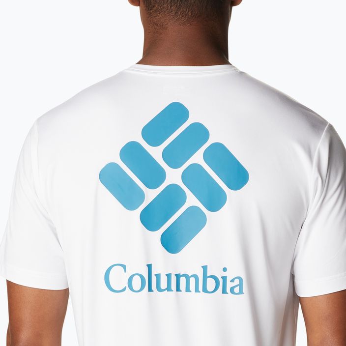Футболка трекінгова чоловіча Columbia Tech Trail Graphic white heather/csc stacked logo 3
