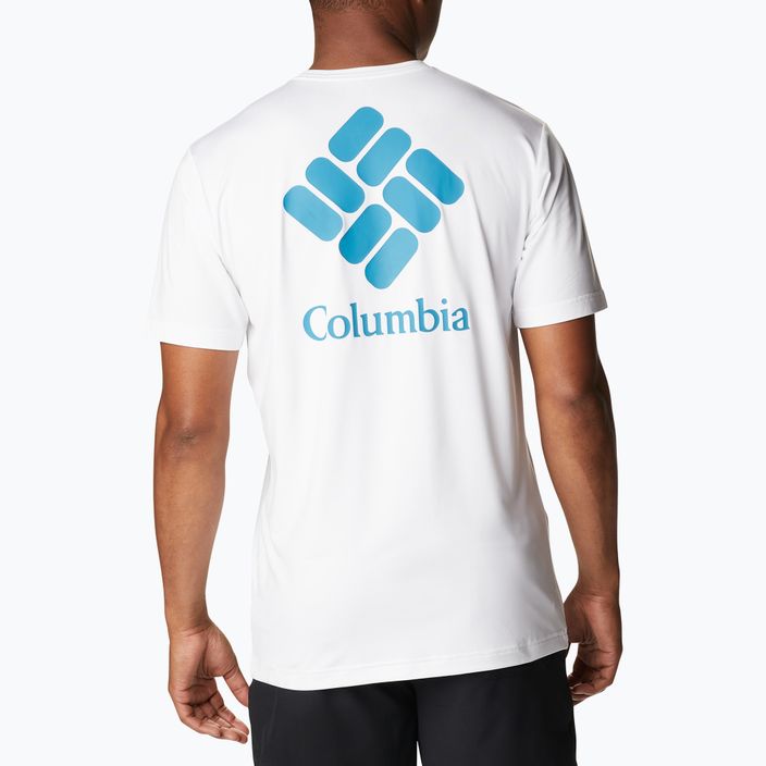 Футболка трекінгова чоловіча Columbia Tech Trail Graphic white heather/csc stacked logo 4