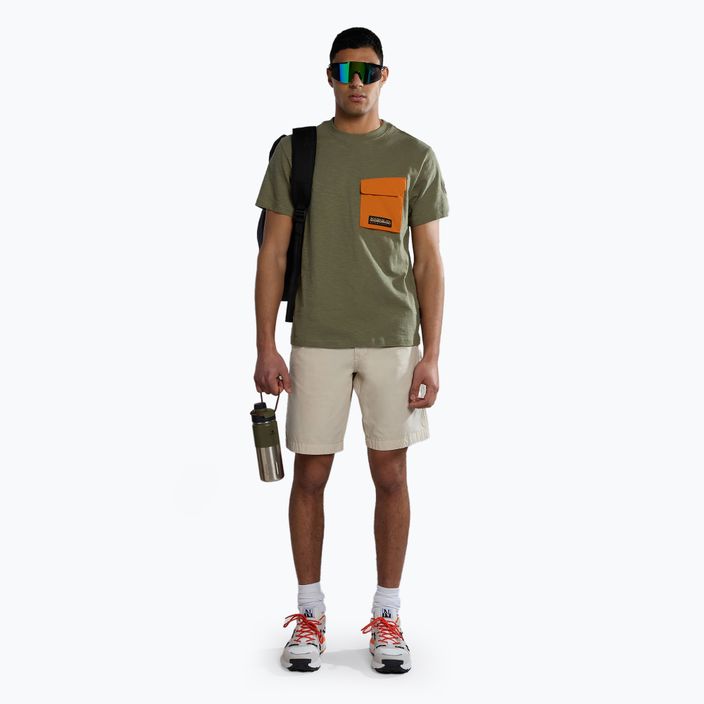 Чоловіча футболка Napapijri S-Tepees з зеленим лишайником 2