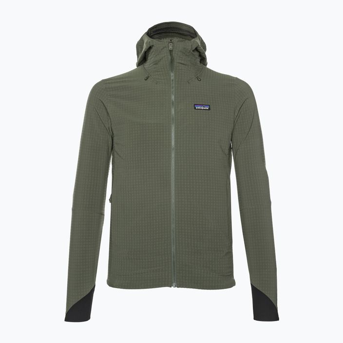 Чоловіча софтшелл-куртка Patagonia R1 TechFace Hoody з капюшоном для басейну зеленого кольору