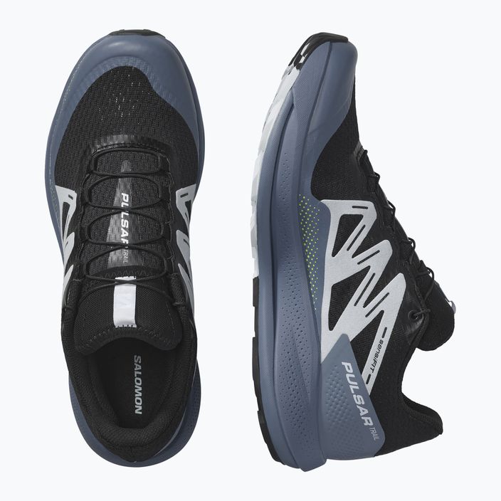 Кросівки для бігу чоловічі Salomon Pulsar Trail black/china blue/arctic ice 15