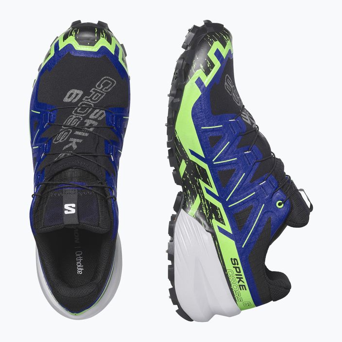 Кросівки для бігу чоловічі Salomon Spikecross 6 GTX black/surf the web/green gecko 11