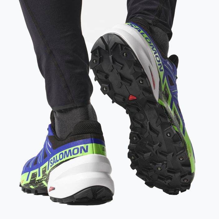 Кросівки для бігу чоловічі Salomon Spikecross 6 GTX black/surf the web/green gecko 14