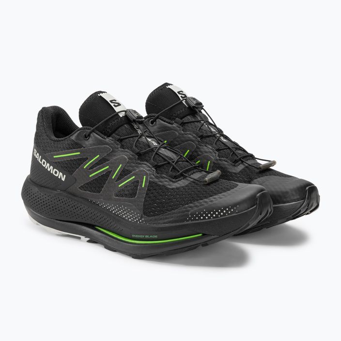 Кросівки для бігу чоловічі Salomon Pulsar Trail black/black/green gecko 4