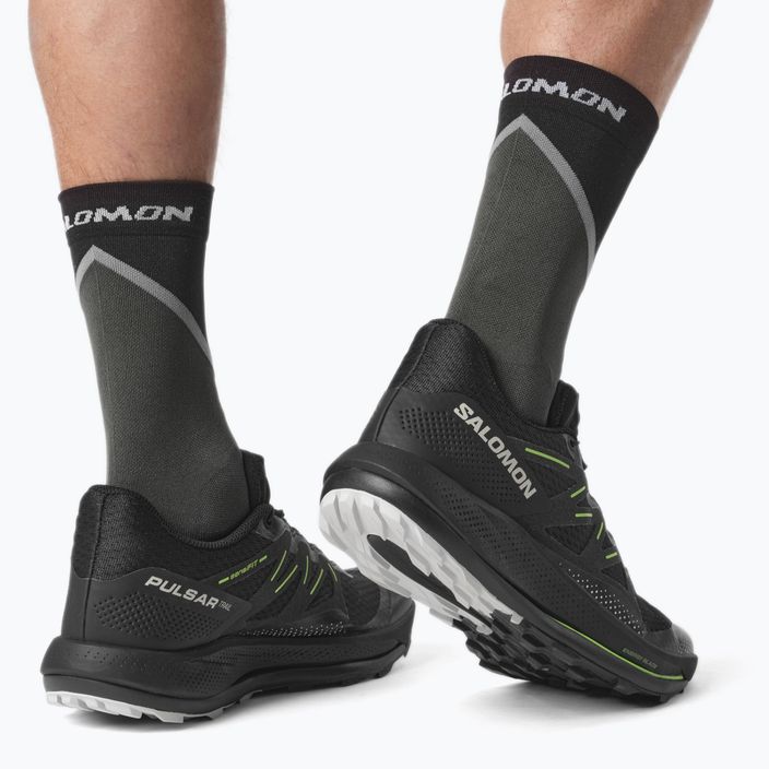 Кросівки для бігу чоловічі Salomon Pulsar Trail black/black/green gecko 17
