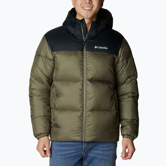 Пуховик чоловічий Columbia Puffect II Hooded stone green/ black