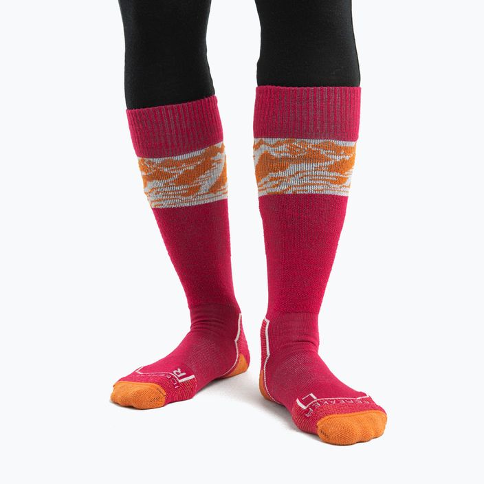Шкарпетки лижні  жіночі icebreaker Ski+ Light OTC Alps 3D electron pink/earth/snow 2